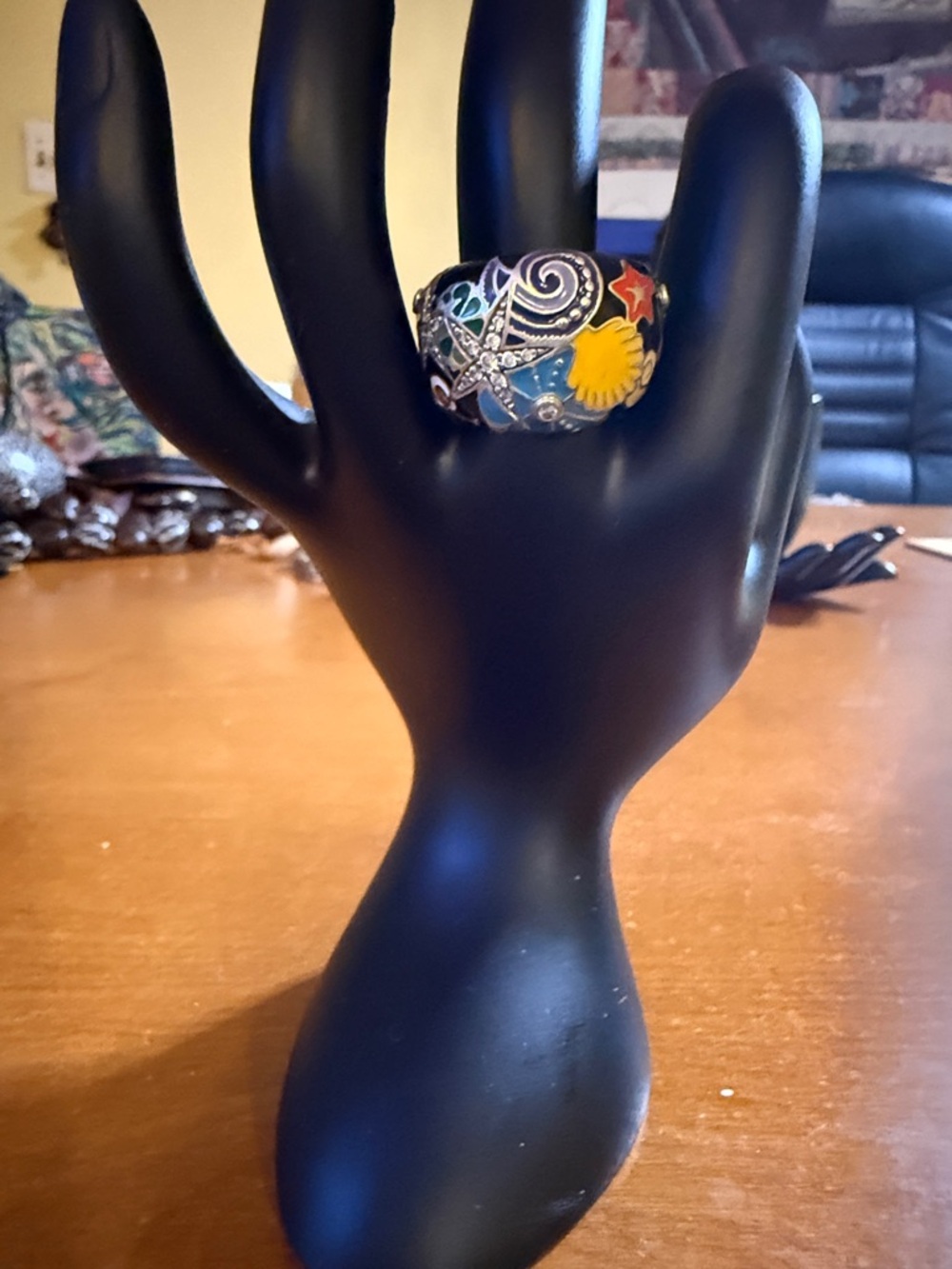 Colorful Enamel Sun & Star Statement Ring - Yellow, Blue, Red